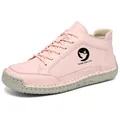 Bottines roses décontractées pour femmes avec semelle souple antidérapante et couture. - Rose