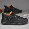 Schwarze Herren-Arbeitsstiefel aus weichem Leder mit handgenähtem Sohlendetail - 36 / Schwarz
