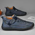 Premium Blaue High-Top Herrenschuhe aus weichem Leder mit robuster handgenähter Sohle - 36 / Aqua