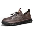Bruine heren outdoor casual mesh schoenen met verstelbare veters en dikke rubberen zool - 38 / Roodbruin