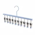 Multifunctional stainless steel laundry hanger with 10 clips for socks and baby clothes - Circular with 10 Clips / Light Blue
