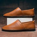 Mocassini in pelle marrone di qualità per uomo, scarpe da guida traspiranti slip-on - 38 / Mocassini Traforati (955) / Marrone