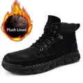 Bottes Martin pour hommes doublées de polaire noire pour la chaleur hivernale - 38 / Bottes Martin Hautes (3026) / Noir Rembourré