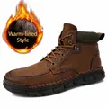 Bottes Martin pour hommes style rétro marron avec doublure en polaire chaude pour l'hiver - 38 / Bottes Martin Hautes (3026) / Kaki Rembourré