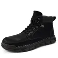 Bottines Martin noires classiques pour hommes avec design rétro montant et lacets - 38 / Bottes Martin Hautes (3026) / Noir Quatre Saisons