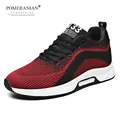 Lightweight and breathable red fly-knit men's sneakers featuring a 6cm hidden wedge heel - 37 / Burgundy