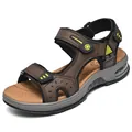 Robuste braune Leder-Outdoor-Sandalen für Herren mit komfortabler Luftpolstersohle - 38 / Dunkelbraun