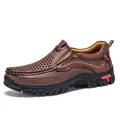 Chaussures de randonnée d'extérieur respirantes en cuir marron pour hommes avec semelle - 38 / Style Évidé / Brun Profond