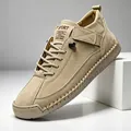 Beige large size handmade stitched casual shoes with SPORT label and rubber sole - 9888 Apricot / 38