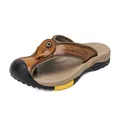 Tongs pour hommes en cuir marron de qualité supérieure avec embout de protection et style - 38 / Style Tongs Décontractées (7256(2056)) / Marron