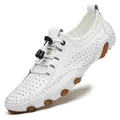 Mocassins de conduite classiques en cuir blanc respirant pour hommes, semelle souple. - 38 / Style ajouré respirant (8858-1) / Blanc