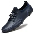 Mocassins de conduite respirants bleu marine pour hommes avec lacets autobloquants - 38 / Bleu Creux