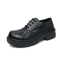 Zapatos de cuero negro para hombre con suela de plataforma gruesa y cordones - 38 / Estilo 14654 / Negro