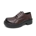 Zapatos oxford vintage de cuero marrón para hombre con suela de plataforma gruesa - 38 / Estilo 14654 / Marrón