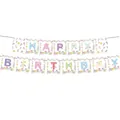 Floral Happy Birthday banner with colorful letters for outdoor spring summer parties - Happy Birthday Banner