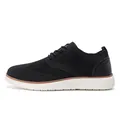 Black men's fly-knit casual walking oxford shoes featuring white sole and brogue detailing - 39 / Black