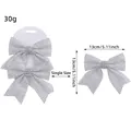 Sparkling silver rhinestone Christmas bow ornament 13cm holiday tree decoration set - Small Style (AA1-3) / 13x13cm / Silver