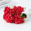 Ramo de hortensias artificiales rojas, flor de seda para decoración de bodas, estilo europeo. - Hortensie Impresa en Color - Rojo
