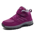 Purple high-top winter boots with warm fleece lining and non-slip rubber lug sole - 35 / Purple