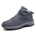 Warm grey high-top winter shoes for elderly with soft faux fur lining and non-slip sole - 39 / Men's Dark Grey