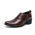 Eleganti scarpe formali da uomo in pelle marrone scuro con tacco alto - 38 / Scarpe Business Rialzate / 8655 Marrone