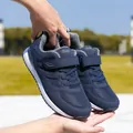 Navy blue seniors walking shoes with warm fleece lining and non-slip sole for winter - 38 / Fleece-lined Style (D1103) / Dark Blue