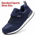 Navy blue warm walking shoes for elderly with non-slip sole and velcro strap - 38 / Single Shoe (A1103) / Dark Blue