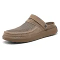Ademende bruine mesh sandalen voor heren voor de zomer met een zachte flexibele rubberen zool - 38 / Khaki