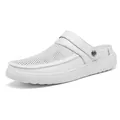 Ademende witte mesh clogs voor heren met zachte zool voor casual zomerse stranddagen - 38 / Wit