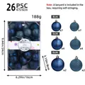 Set di 26 palline di Natale blu in 4, 5 e 6 cm per decorazione albero - Q3-36 Blu reale / Set da 26 (4/5/6cm misto)