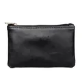 Portable black PU leather tobacco pouch with moisture-proof rubber lining and zipper closure - Large (14x9.1cm) / Black