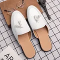 Premium white patent leather backless tassel loafers for men stylish slip-on mules - 38 / Tassel Style (761) / White