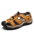 Duurzame heren outdoor wandelsandalen van bruin microvezelleer voor het strand! - 38 / Geel