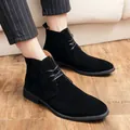 Bottines desert classiques en daim noir pour hommes, style rétro britannique élégant - 38 / Noir