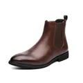 Stivali Chelsea classici in pelle marrone da uomo con pannello laterale elastico - 38 / Stile Scarpa Singola Marrone (A8589-3)