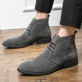 Bottines classiques en daim gris pour hommes avec lacets au style britannique rétro - 38 / Gris