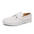 Mocassins en cuir blanc pour hommes avec glands chaussures de conduite décontractées et chic - 38 / Mocassins à Glands (682) / Blanc