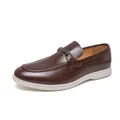 Mocassins en cuir marron classique pour hommes avec détail mors métallique élégant - 38 / Style Mors (680) / Marron