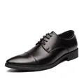 Klassische schwarze Business-Schnürschuhe für Herren mit spitzer Kappe im Britischen Stil - 38 / Britische Schnürschuhe mit spitzer Zehe (216) / Schwarz