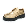 Hochwertige goldene Brogue-Herrenschuhe mit dicker schwarzer Plateausohle im Wingtip-Stil - 38 / Gold 03