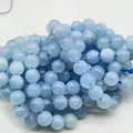 High-quality natural light blue aquamarine round loose beads for DIY jewelry making - 6mm (Approx 62 Beads)/Strand / Aquamarine