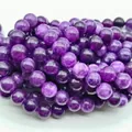 Premium lavender amethyst purple round loose stone beads for custom jewelry crafting - 6mm (Approx 62 Beads)/Strand / Deep Amethyst