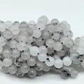 Premium natural white round stone beads with black inclusions for DIY jewelry making - 6mm (Approx 62 Beads)/Strand / Black Rutilated Quartz