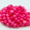 Vibrant pink round semi-precious stone loose beads for DIY jewelry making and crafting - 6mm (Approx 62 Beads)/Strand / Deep Red Rhodochrosite (White Jade Optimized)
