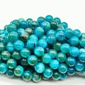 High-quality polished teal blue crystal round loose beads for DIY jewelry making - 6mm (Approx 62 Beads)/Strand / Forest Pyroxene (White Jade Optimized)