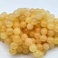 Natural yellow semi-precious stone round loose beads for DIY jewelry making crafts - 6mm (Approx 62 Beads)/Strand / Citrine (White Jade Optimized)