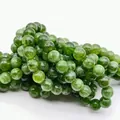 High quality polished round green gemstone loose beads for DIY jewelry making and crafts - 6mm (Approx 62 Beads)/Strand / Deep Olive (White Jade Optimized)