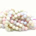 High-quality polished lavender amethyst and pastel mixed round stone beads for jewelry - 6mm (Approx 62 Beads)/Strand / Morganite Color