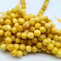 Polished yellow round loose beads for jewelry making DIY handmade craft project - 6mm (Approx 62 Beads)/Strand / Yellow Beeswax Color