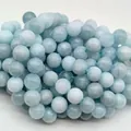 High-quality round light blue natural stone loose beads for DIY jewelry making SKU - 6mm (Approx 62 Beads)/Strand / Solid Aquamarine Color